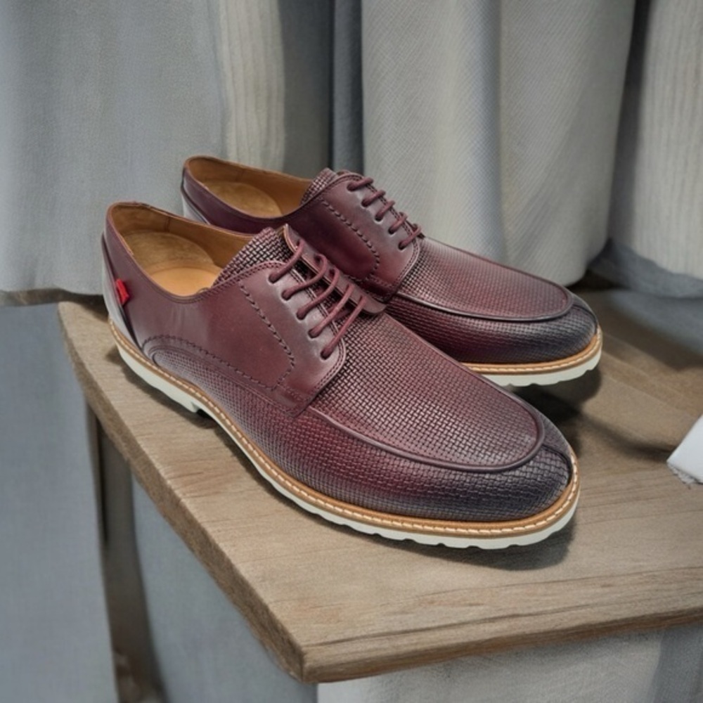 Elegant Burgundy Genuine Leather Men's Shoes Marc Joseph Vandam St NIB